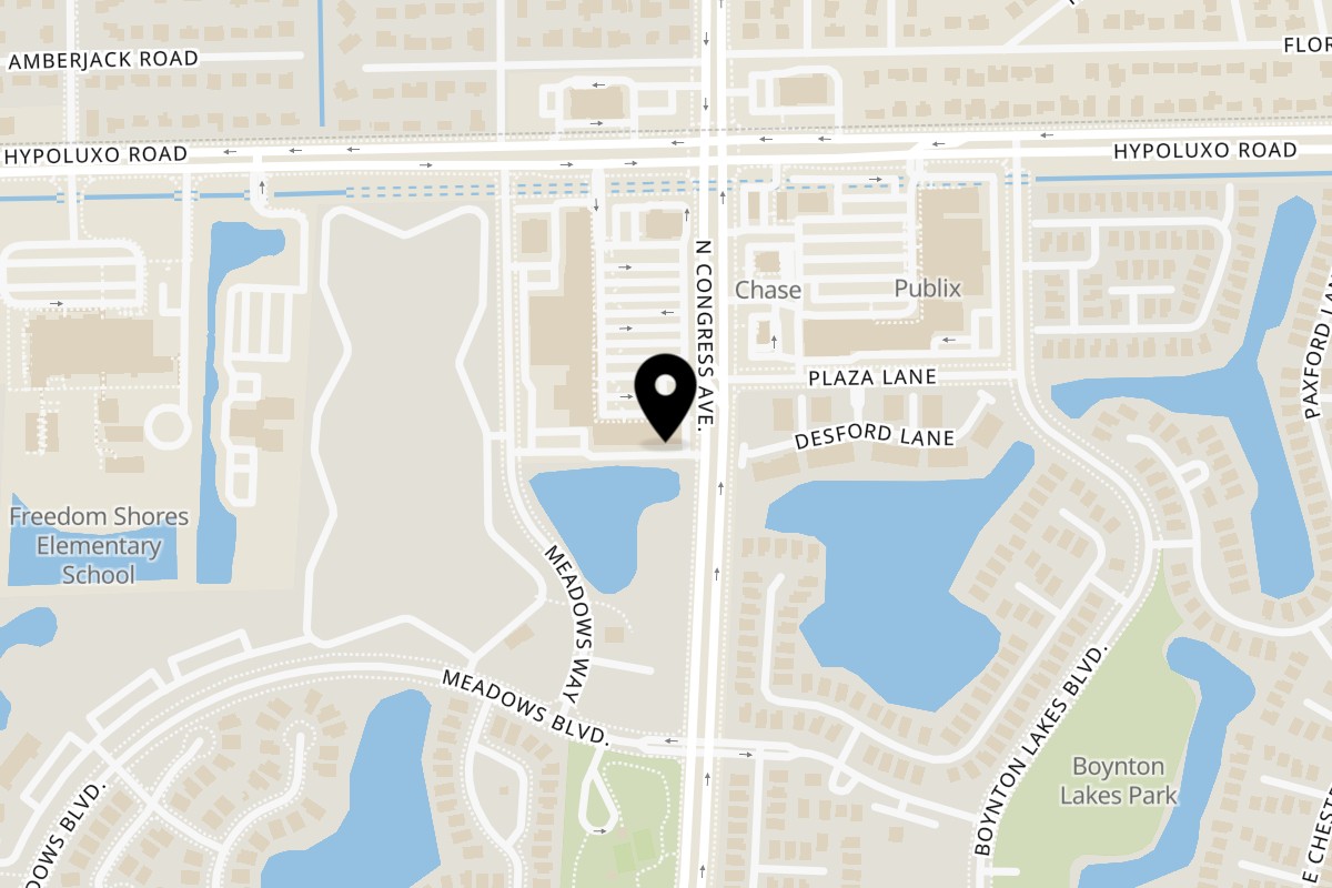 Map showing the location of Bull Top Taste Restaurant Boynton Beach on 4707 N Congress Ave in Boynton Beach